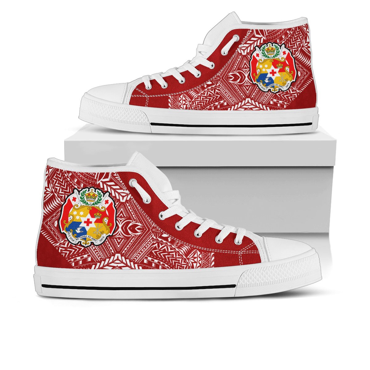 Tonga High Top Shoes - Polynesian Design Kid - White Sole - Polynesian Pride