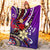 Kosrae State Premium Blanket - Tribal Flower With Special Turtles Purple Color - Polynesian Pride