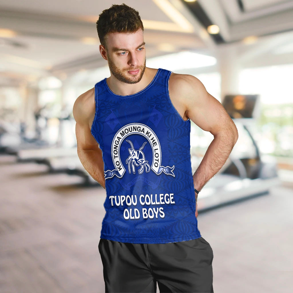 Tupou College Men Tank Top Always Proud of Old Boys Toloa LT13 Blue - Polynesian Pride