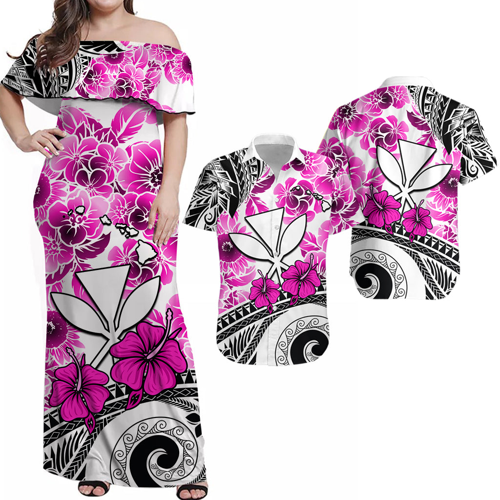 Hawaii Matching Dress and Hawaiian Shirt Polynesian and Pink Hibiscus LT13 Pink - Polynesian Pride