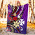 Wallis and Futuna Premium Blanket - Tribal Flower With Special Turtles Purple Color - Polynesian Pride