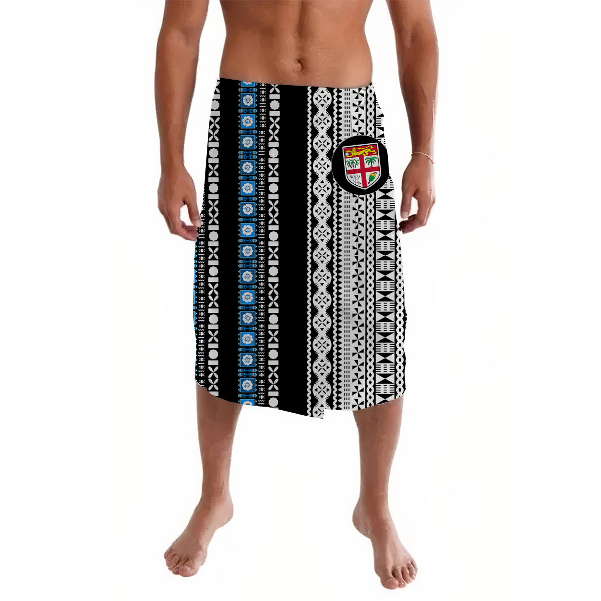 Fiji Lavalava Simple Tapa Pattern Ver.01 LT13 Black - Polynesian Pride