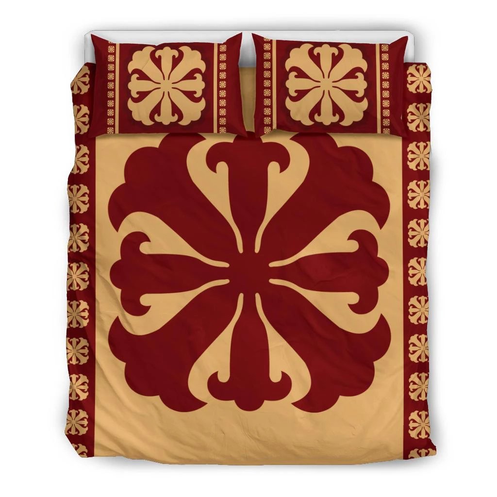 Hawaiian Pattern Lily Polynesian Quilt Bedding Set Black - Polynesian Pride