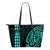 Hawaii Coat of Arms Turquoise Small Leather Tote Turquoise - Polynesian Pride