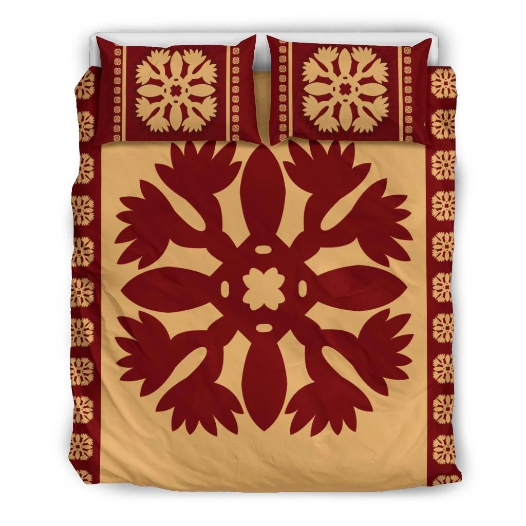 Hawaiian Quilt Pattern Palm Tree Wings Polynesian Bedding Set Black - Polynesian Pride