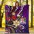 Fiji Premium Blanket - Tribal Flower With Special Turtles Purple Color - Polynesian Pride