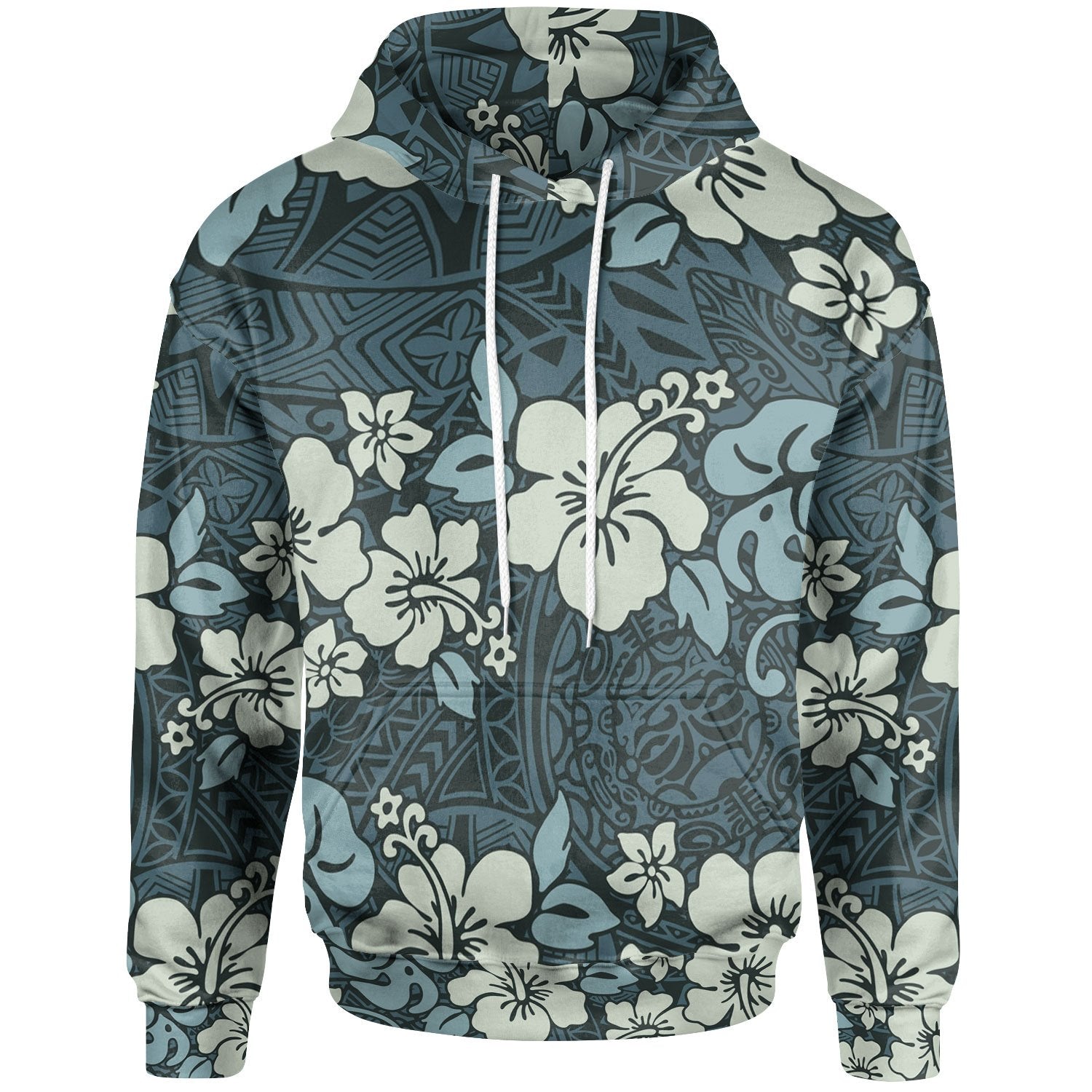 Polynesian Hoodie Abstract Hibiscus Flowers With Vintage Background Unisex Vintage Color - Polynesian Pride