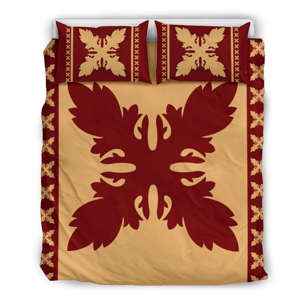 Hawaiian Quilt Pattern Flower Beauty Polynesian Bedding Set Black - Polynesian Pride