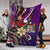 Fiji Premium Blanket - Tribal Flower With Special Turtles Purple Color - Polynesian Pride