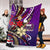 Samoa Premium Blanket - Tribal Flower With Special Turtles Purple Color - Polynesian Pride