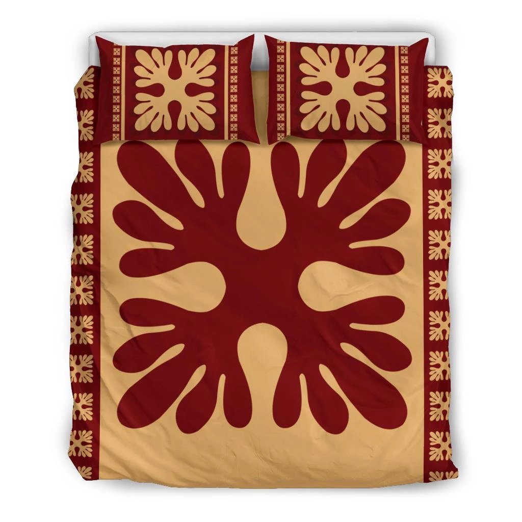 Hawaiian Quilt Pattern Beautyful Flower Polynesian Bedding Set Black - Polynesian Pride