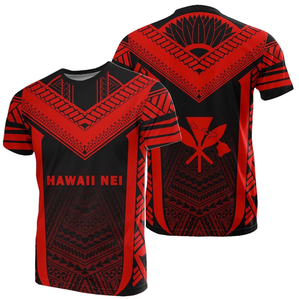 Hawaii Kanaka Polynesian T Shirt Active Red Unisex Black - Polynesian Pride