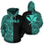 Hawaii Kanaka Polynesian Zip up Hoodie The Half Turquoise Unisex Turquoise - Polynesian Pride