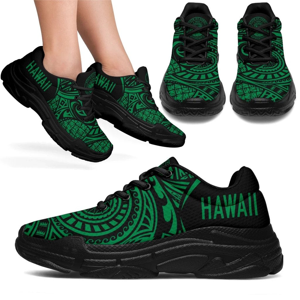 Hawaii White Chunky Sneakers Green - Circle Style Kid - Polynesian Pride