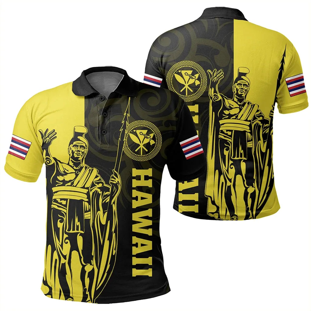 Polynesian Pride Shirt Hawaii King Polynesian Polo Shirt Lawla Style Yellow - Polynesian Pride