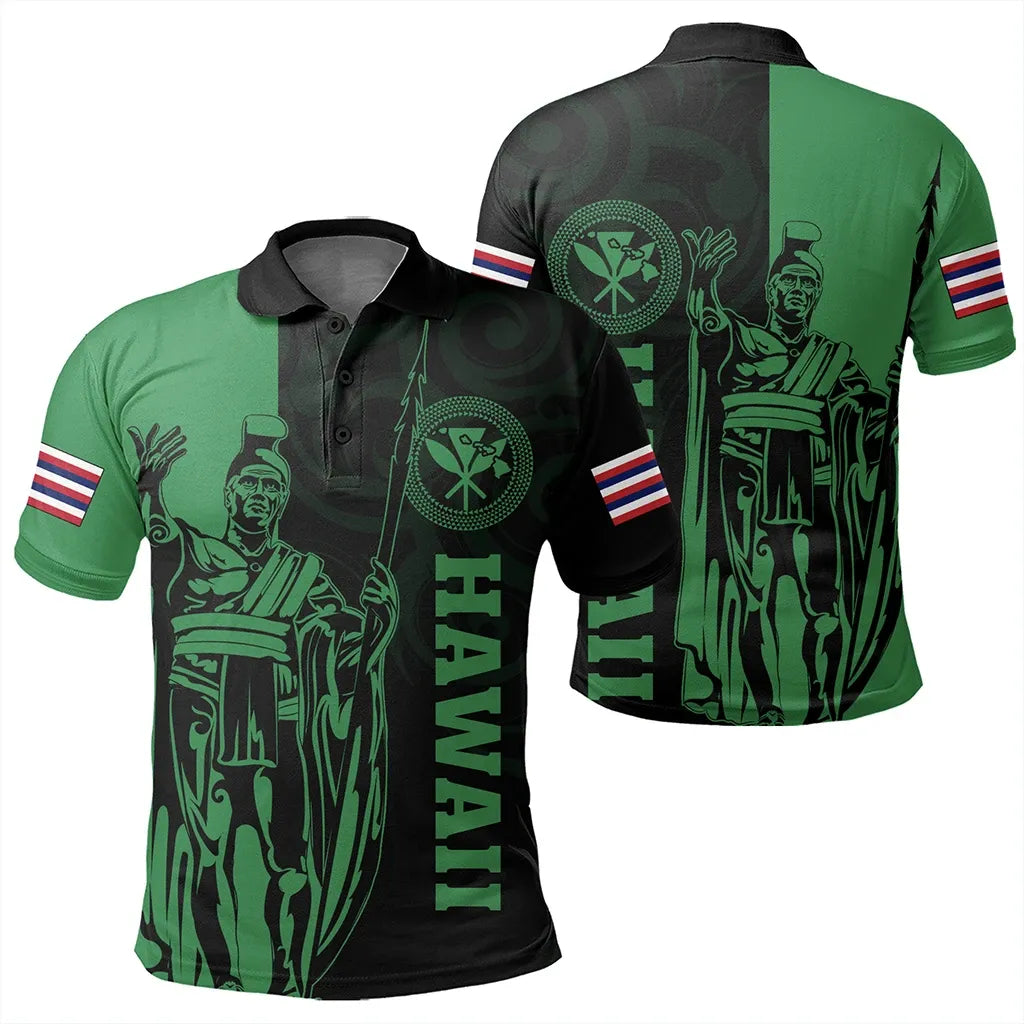 Polynesian Pride Shirt Hawaii King Polynesian Polo Shirt Lawla Style Green - Polynesian Pride