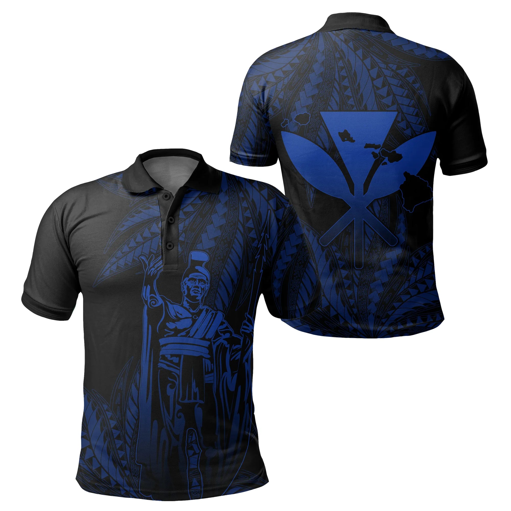 Polynesian Pride Shirt Hawaii King Polynesian Polo Shirt Durk Style Blue - Polynesian Pride