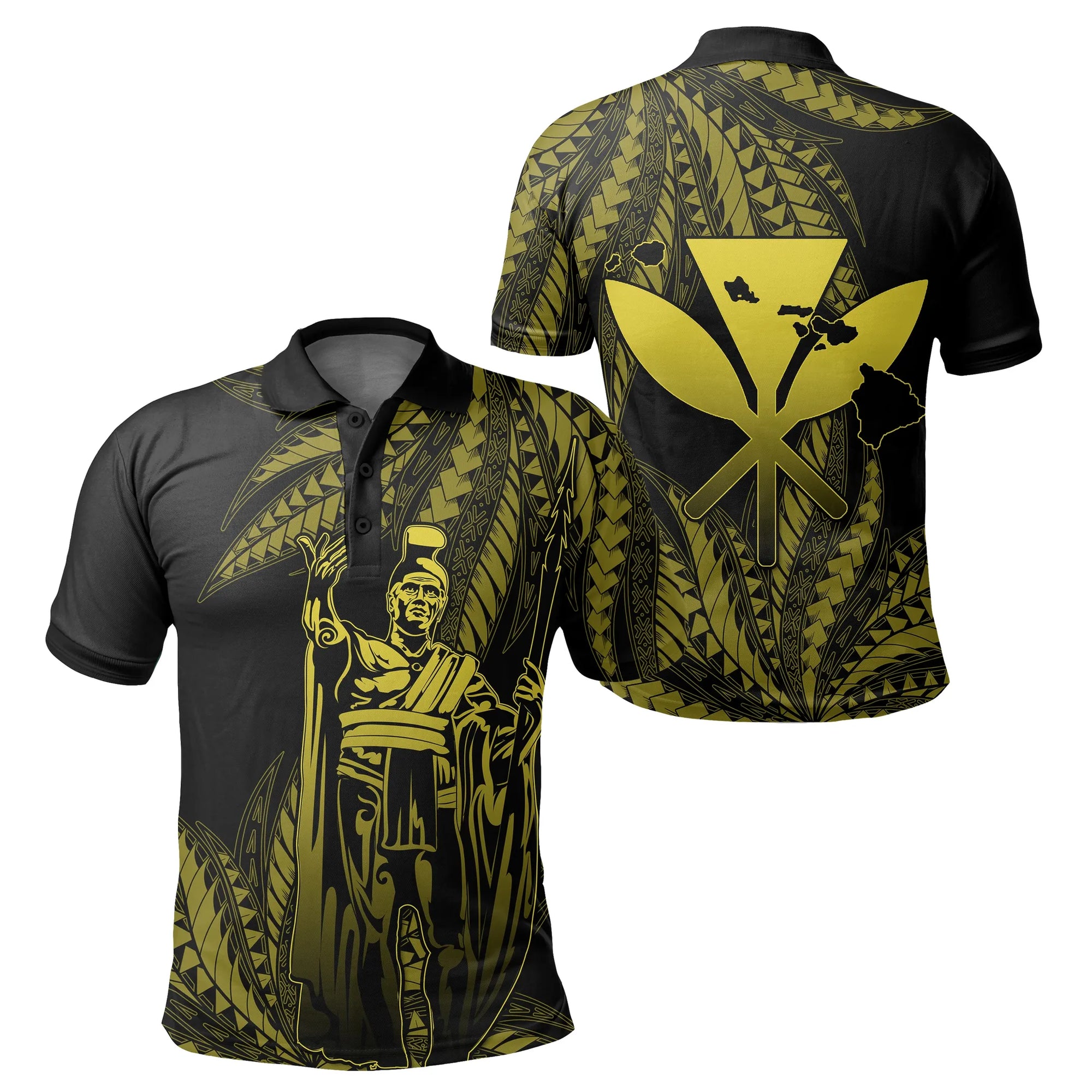 Polynesian Pride Shirt Hawaii King Polynesian Polo Shirt Durk Style Yellow - Polynesian Pride