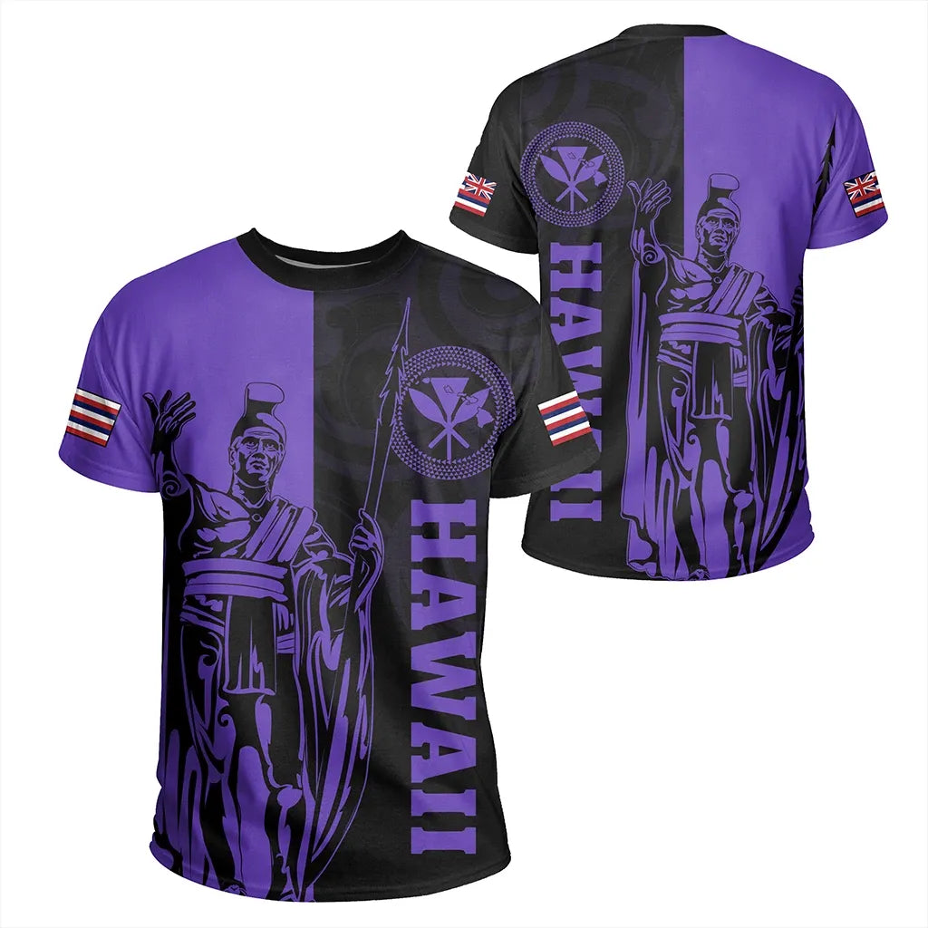 Polynesian Pride Tee Hawaii King Polynesian T shirt Lawla Style Purple Kid - Polynesian Pride