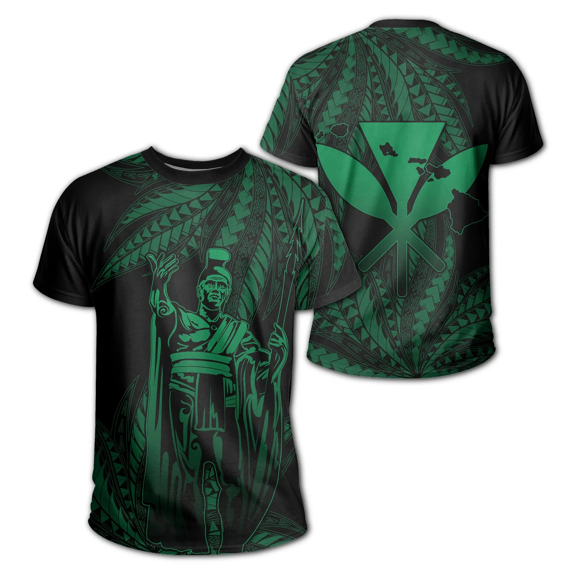 Polynesian Pride Tee Hawaii King Polynesian T shirt Durk Style Green - Polynesian Pride