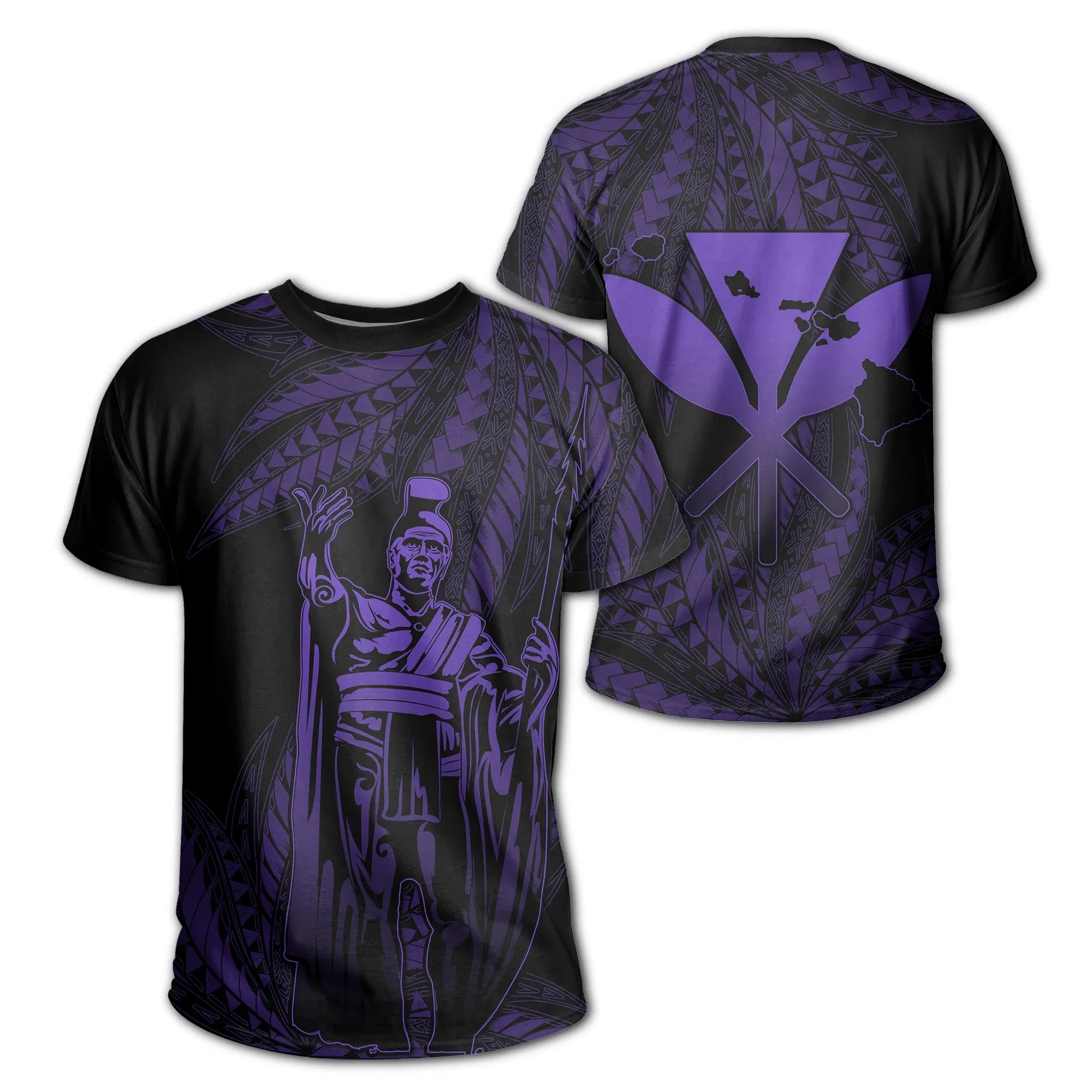 Polynesian Pride Tee Hawaii King Polynesian T shirt Durk Style Purple - Polynesian Pride