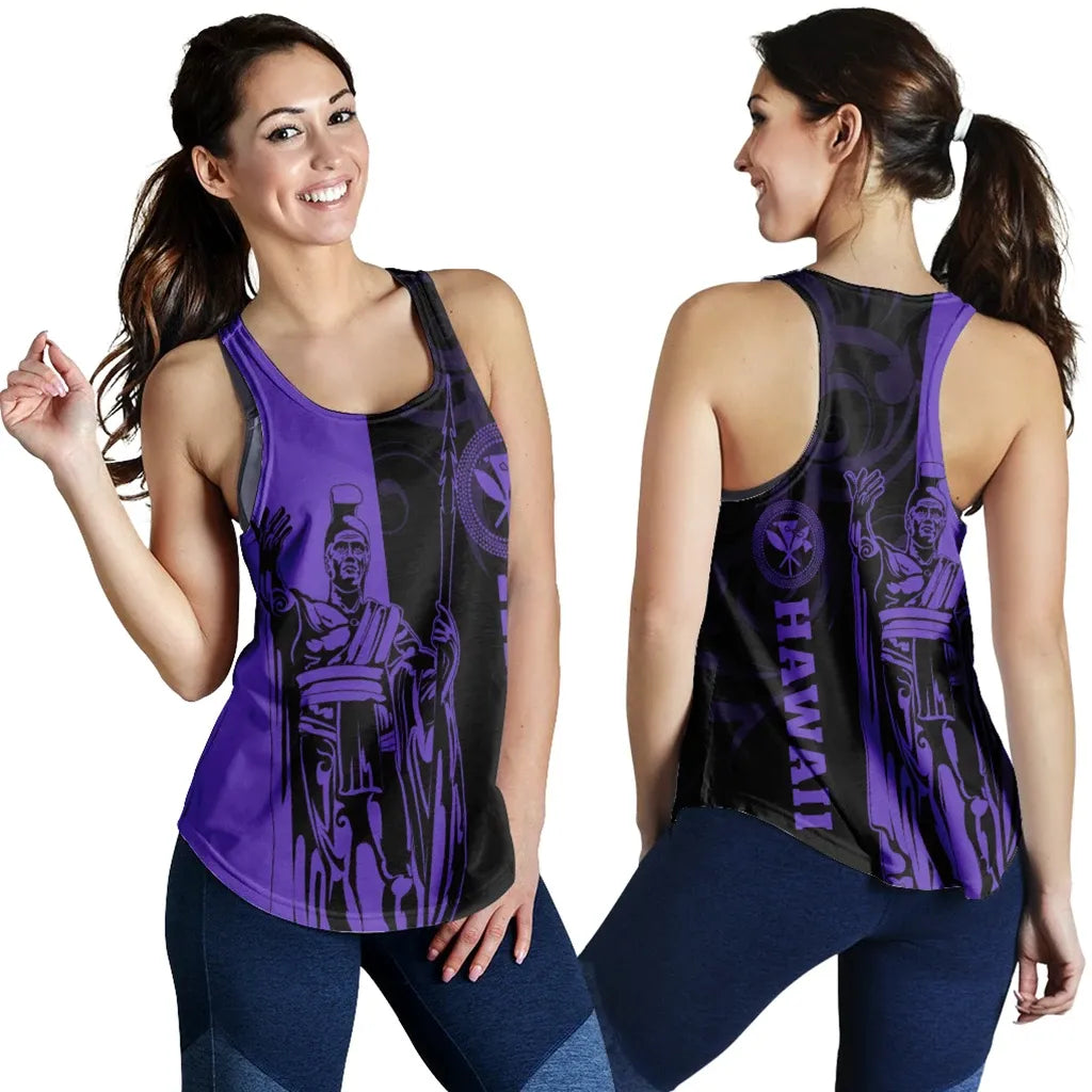 Polynesian Pride Clothing - Hawaii King Polynesian Women's Racerback Tank - Lawla Style Purple 5XL - Polynesian Pride