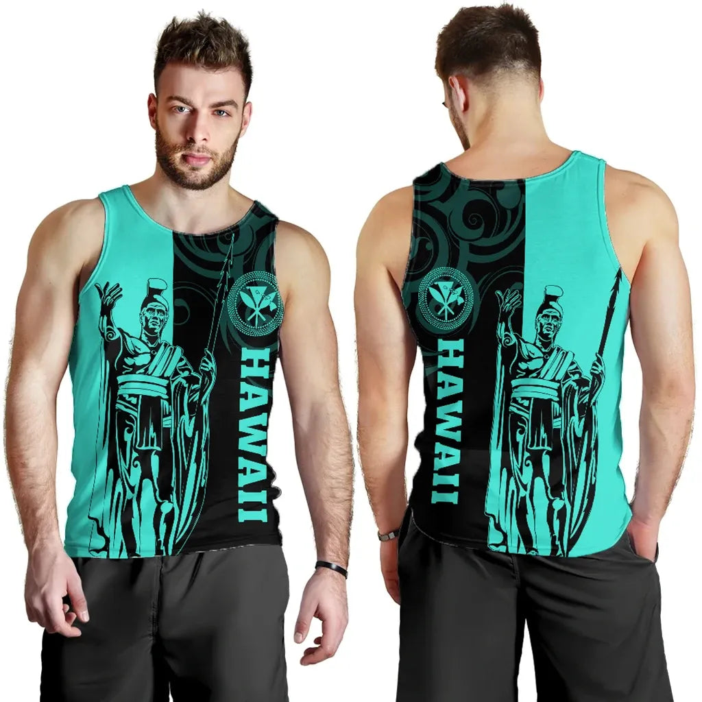 Polynesian Pride Clothing - Hawaii King Polynesian Men's Tank Top - Lawla Style Turquoise 5XL - Polynesian Pride