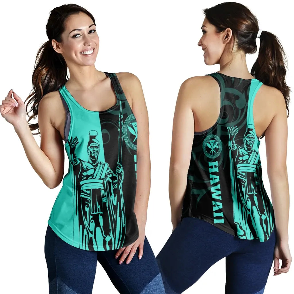 Polynesian Pride Clothing - Hawaii King Polynesian Women's Racerback Tank - Lawla Style Turquoise 5XL - Polynesian Pride