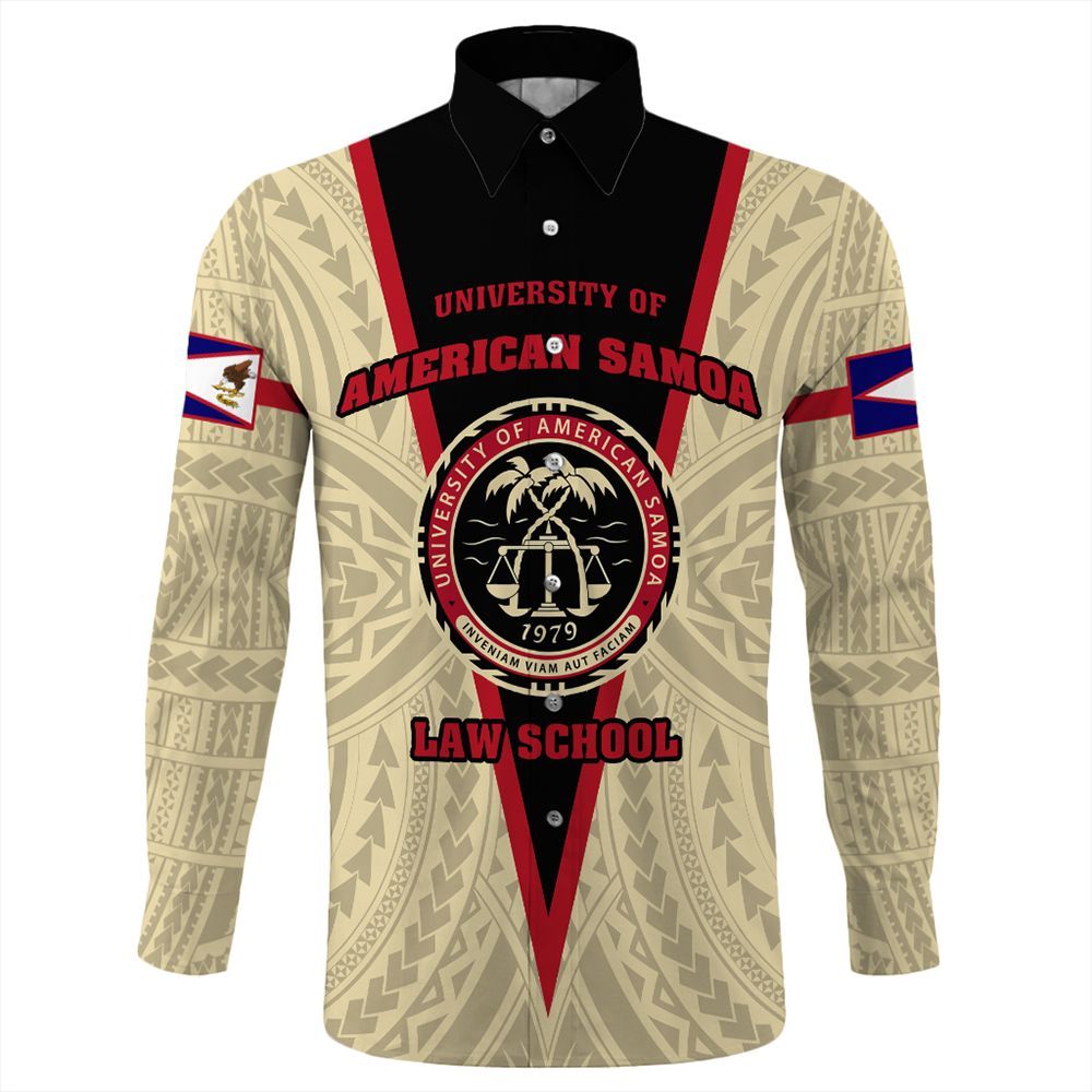 Samoan Long Sleeve Button Shirt - American Samoa Law School Long Sleeve Button Shirt Unisex Beige - Polynesian Pride