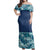 NE Fiji Bula Dress - Palm Tree And Hibiscus Off Shoulder Long Dress Long Dress Blue - Polynesian Pride