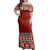 NE Fiji Bula Dress - Ancient Tropical Pattern Off Shoulder Long Dress Long Dress Red - Polynesian Pride