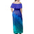 Polynesian Pride Dress - Polynesian Floral Pattern Light Blue Off Shoulder Long Dress - Polynesian Pride