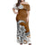 Polynesian Pride Dress - Hibiscus Plumeria Polynesian Brown Off Shoulder Long Dress - Polynesian Pride