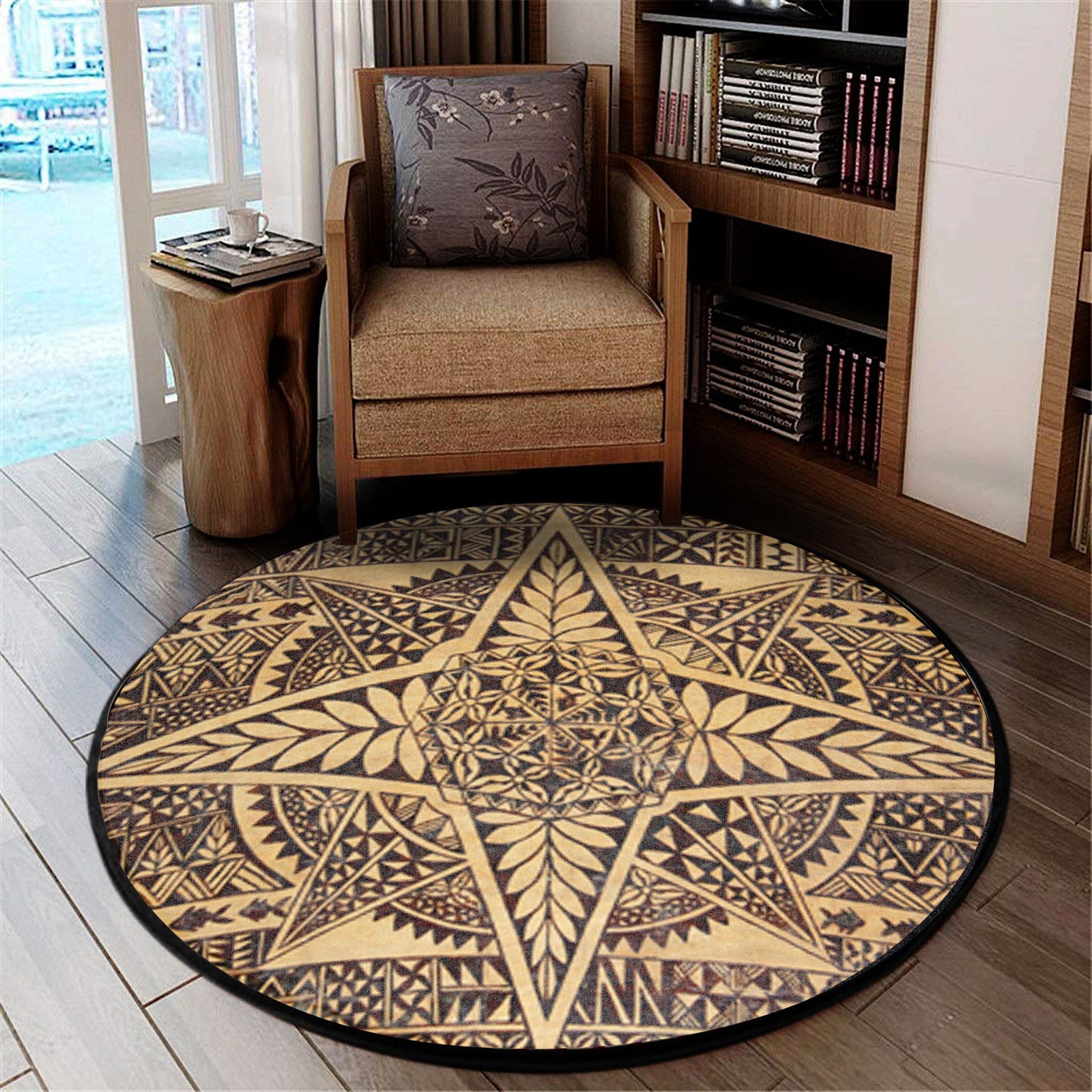 Polynesian Pride Home Set - Tonga Polynesian Tapa Round Carpet Red - Polynesian Pride