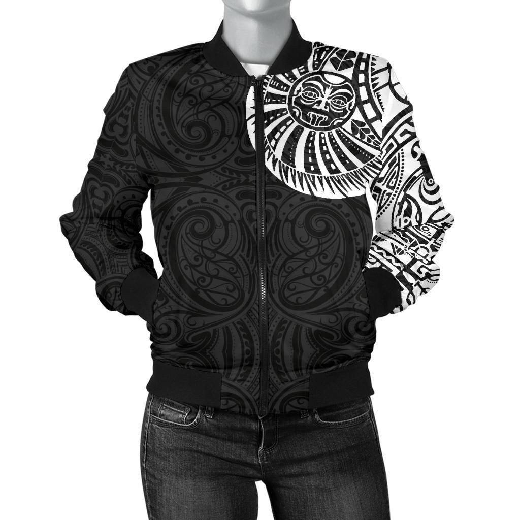 Polynesian Pride Jacket - New Zealand Jackets, Maori Warrior Tattoo Women's Bomber Jackets Unisex Black - Polynesian Pride