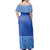 Polynesian Pride Dress - Blue Samoan Elei Pattern Off Shoulder Long Dress - Polynesian Pride