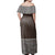 Polynesian Pride Dress - Samoan Brown Siapo Elei Off Shoulder Long Dress - Polynesian Pride