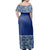 Polynesian Pride Dress - Samoan Tropical Blue Leaves Off Shoulder Long Dress - Polynesian Pride