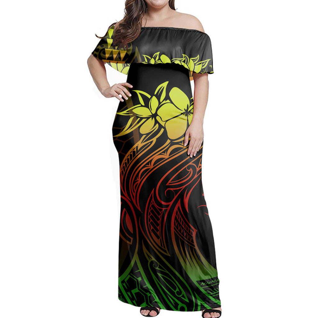 Polynesian Couple Outfits Hawaii Map Kanaka Polynesian Hula Girl Reggae Matching Dress and Hawaiian Shirt No Shirt - Polynesian Pride