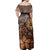 Polynesian Pride Dress - Hawaii Mix Polynesian Turtle Plumeria Nick Style Orange Off Shoulder Long Dress - Polynesian Pride