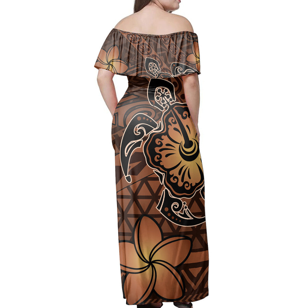 Polynesian Couple Outfits Matching Dress and Hawaiian Shirt Hawaii Mix Polynesian Turtle Plumeria Nick Style Orange RLT14 - Polynesian Pride