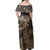 Polynesian Pride Dress - Hawaiian Hibiscus Sea Turtle Swim Polynesian Gold Off Shoulder Long Dress - Polynesian Pride