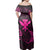 Polynesian Pride Dress - Polynesian Turtle Hammerhead Shark Ray Kanaka Hawaii Circle Pink Off Shoulder Long Dress - Polynesian Pride