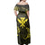 Polynesian Pride Dress - Polynesian Turtle Hammerhead Shark Ray Kanaka Hawaii Circle Yellow Off Shoulder Long Dress - Polynesian Pride