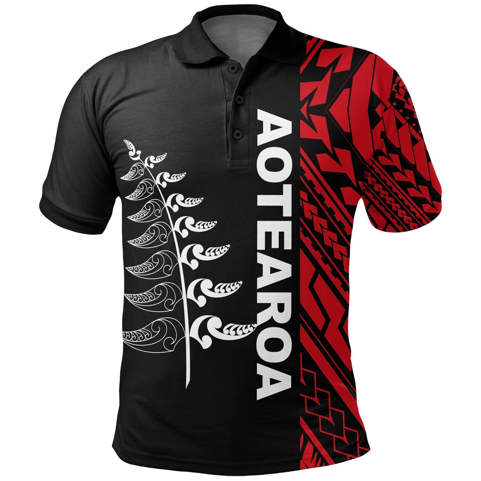 Polynesian Pride Apparel Aotearoa Maori Polo Shirt, New Zealand Fern Golf Shirt Unisex Black - Polynesian Pride