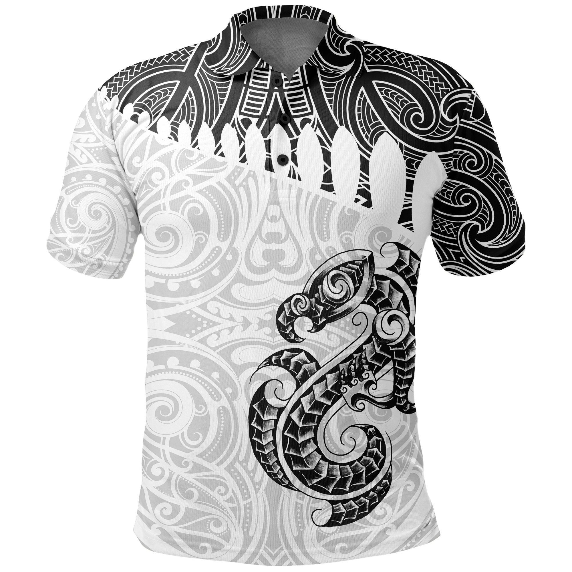 Polynesian Pride Apparel Aotearoa Polo Shirt Maori Manaia White Unisex White - Polynesian Pride