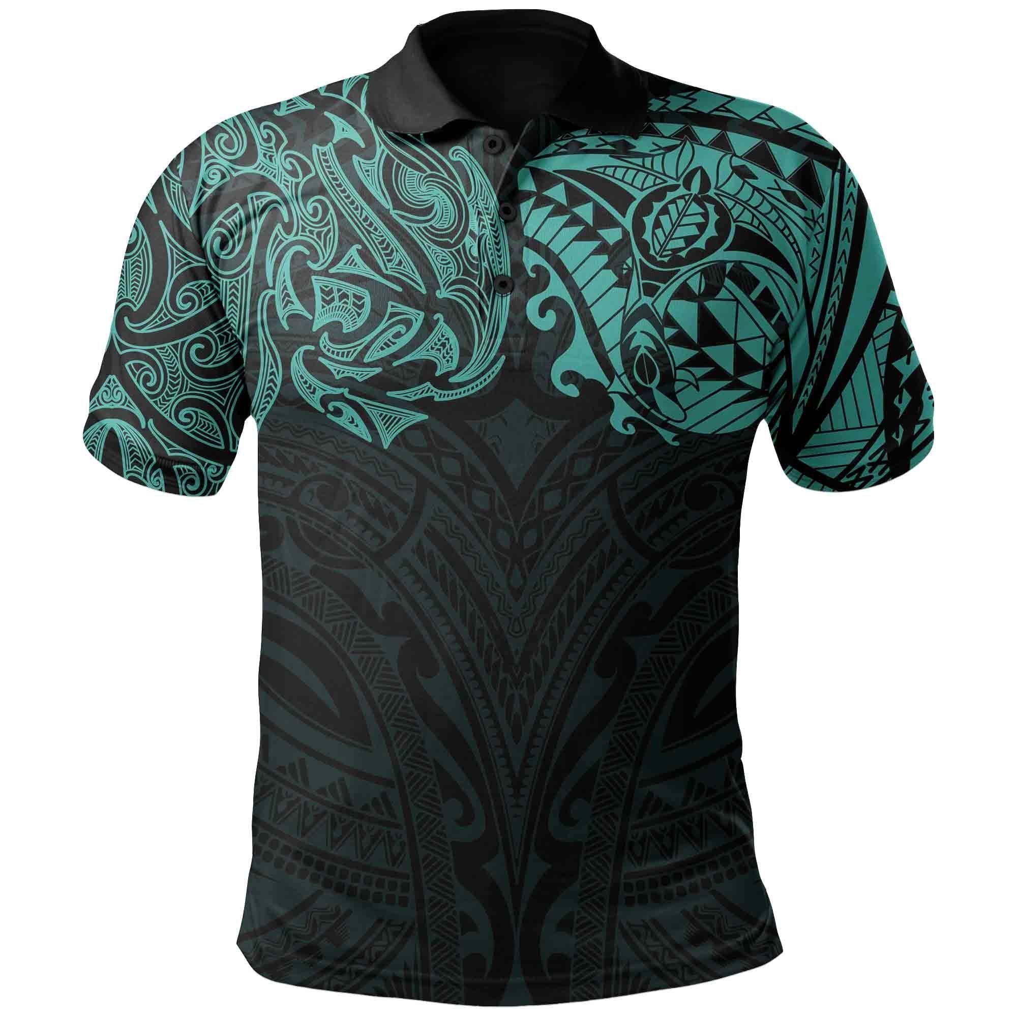 Polynesian Pride Apparel New Zealand Polo Shirt, Maori Polynesian Tattoo Turquoise Unisex Art - Polynesian Pride