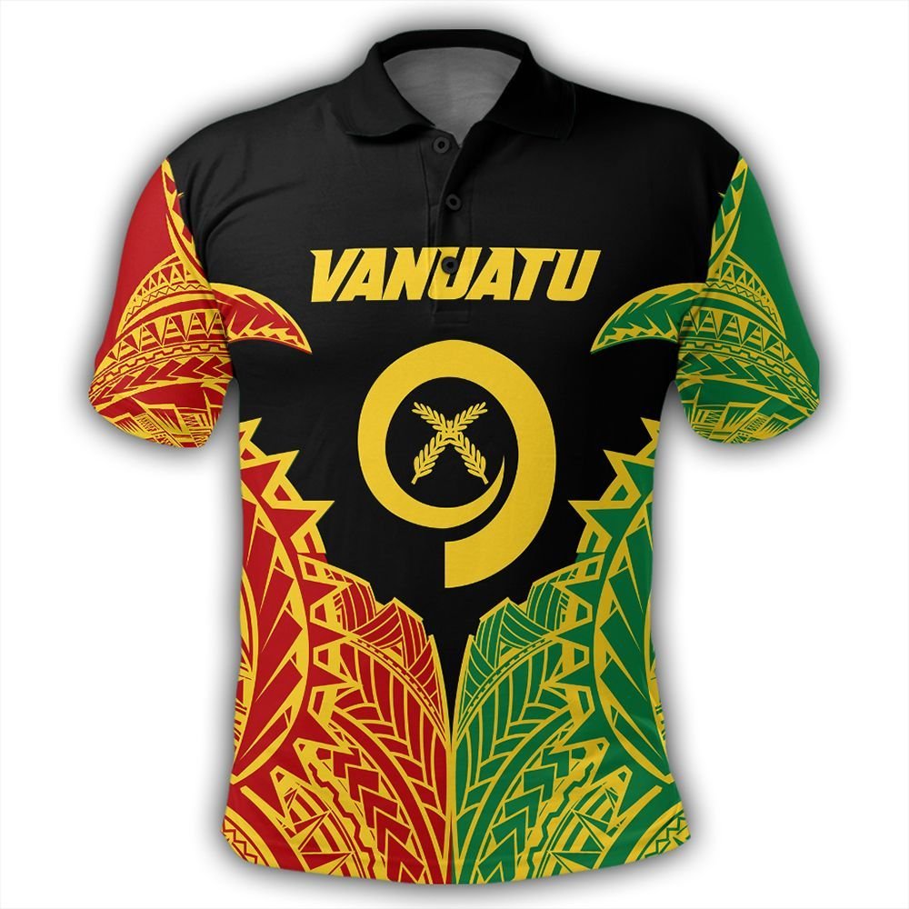 Polynesian Pride Apparel Vanuatu Polo Shirt Vanuatuan Rising Style Polo Shirt Unisex Black - Polynesian Pride