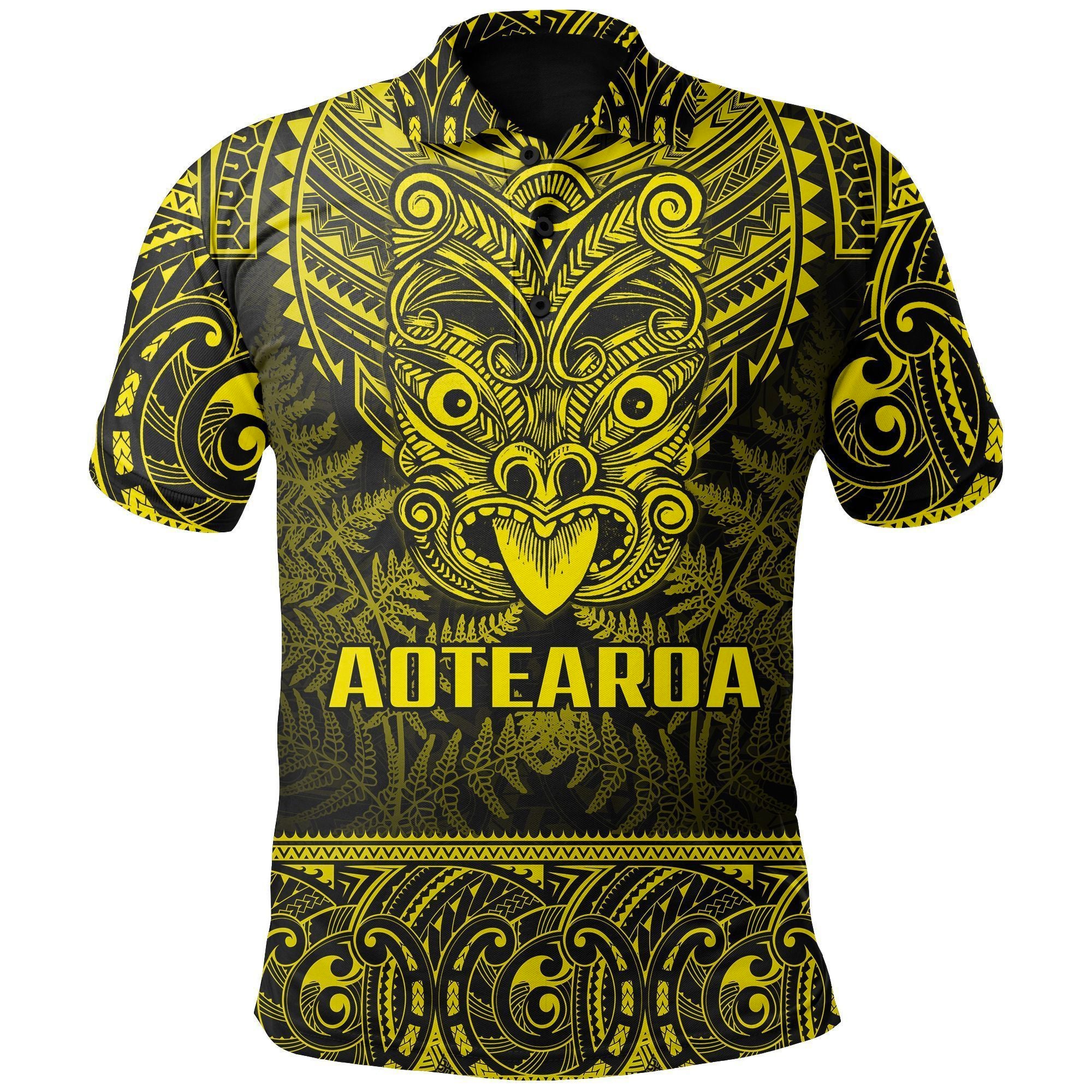 Polynesian Pride Apparel New Zealand Rugby Polo Shirt Maori Haka Silver Fern (Yellow) Unisex Yellow - Polynesian Pride