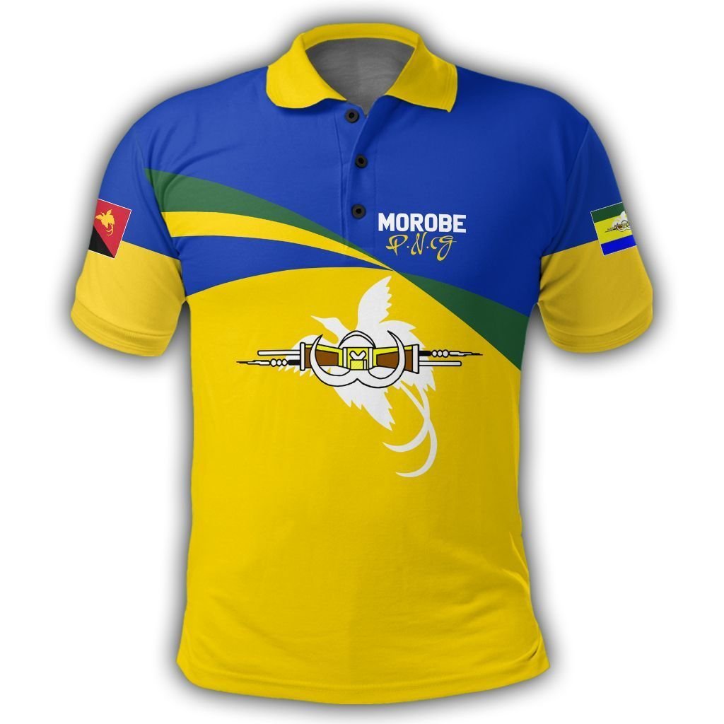 Polynesian Pride Apparel Morobe Polo Shirt PNG Flag Style Unisex Yellow - Polynesian Pride